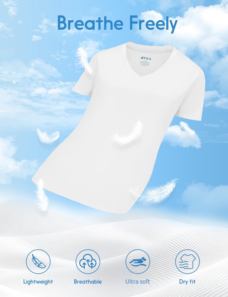 Opna Women's Short Sleeve Moisture Wicking Athletic Shirts White - Image 4